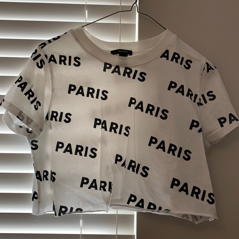 PARIS FOREVER 21 CROPPED SHIRT